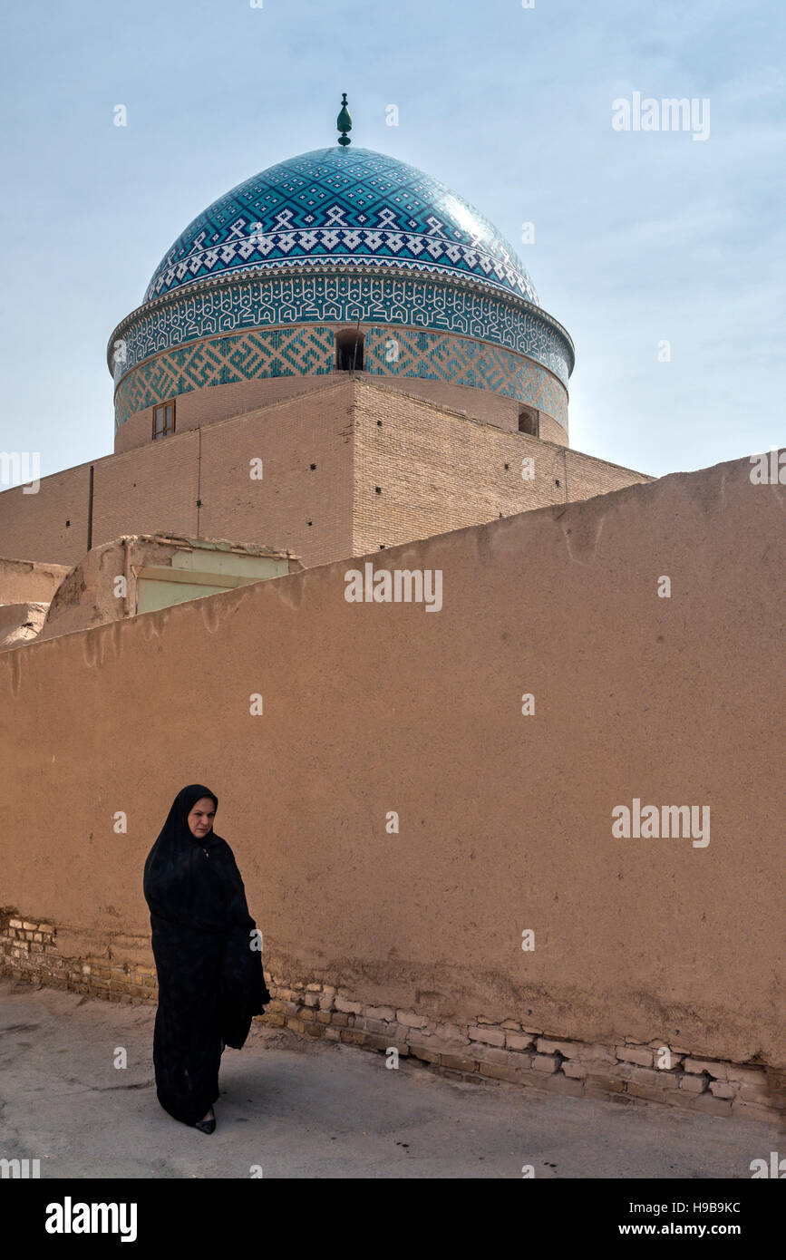 Woman at Twelve Imam Mausoleum Yazd Iran Stock Photo