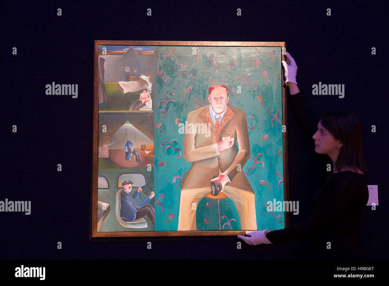 London, UK. 21st Nov, 2016. EAST MEETS WEST IN BHUPEN KHAKHAR'S ‘MAN IN PUB'at Bonhams BONHAMS Modern and contemporary South Asian art sale in London Credit:  Keith Larby/Alamy Live News Stock Photo