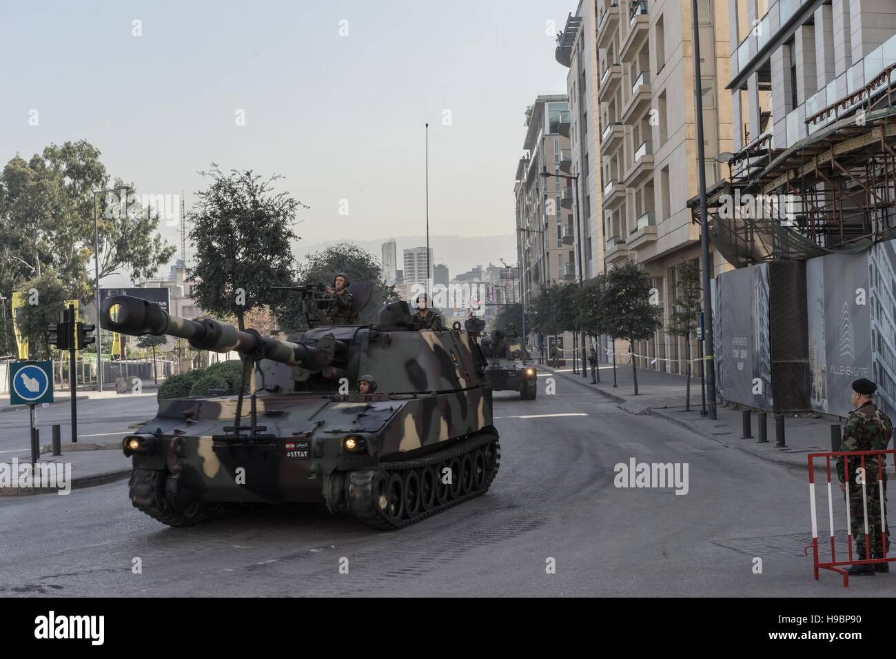 Beirut, Lebanon. 22nd Nov, 2016. The Lebanese Army stages a parade headed by President Michel Aoun in a show of force to commemorate the country's 73rd Independence Day. During the parade, the Army displayed its latest military equipment from the United States and Jordan, as infantry and navy commandos marched on foot and gunship helicopters hovered above. Credit:  Stephen Gerard Kelly/ZUMA Wire/Alamy Live News Stock Photo