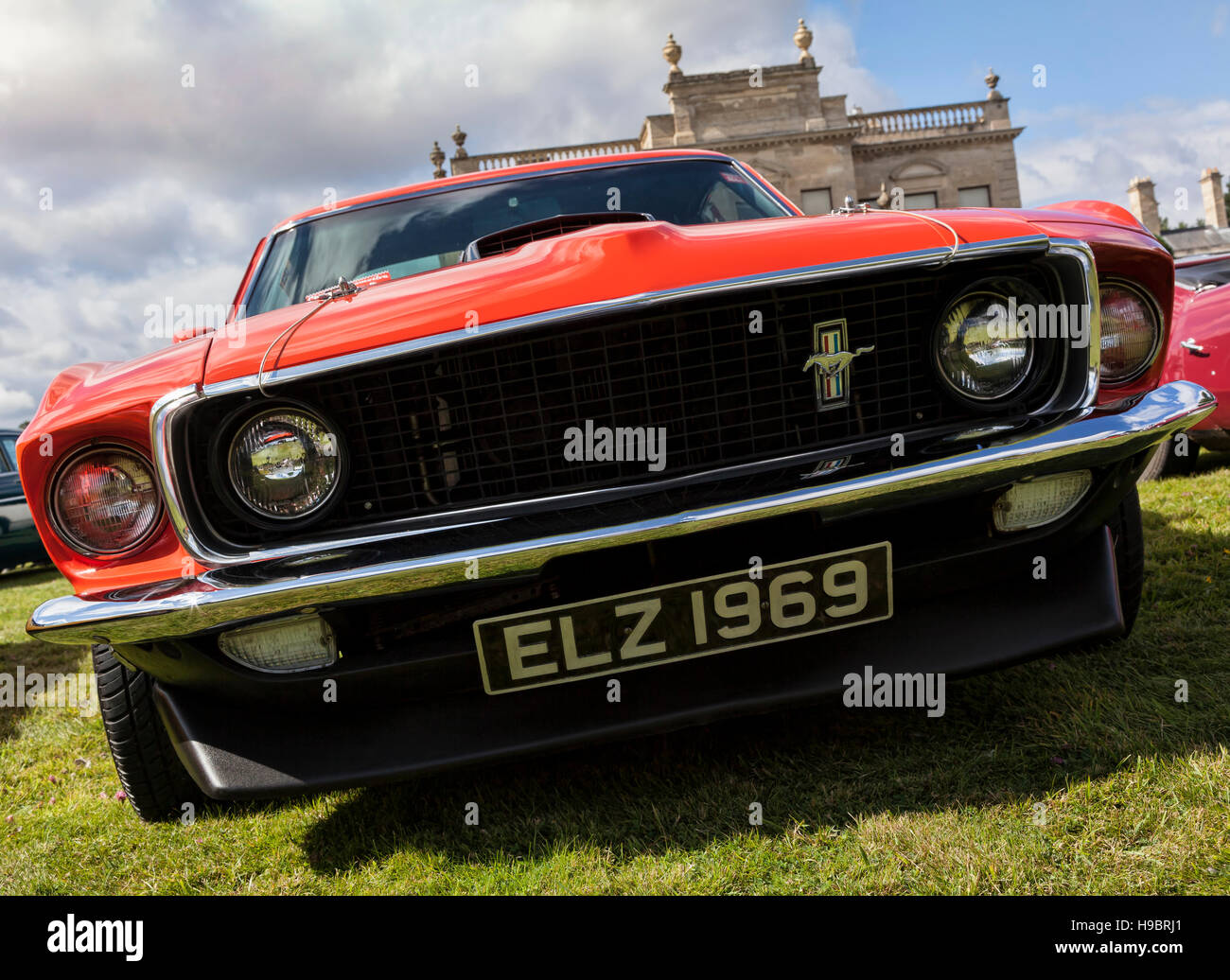 Front of classic red Ford Mustang Mach 1 Stock Photo