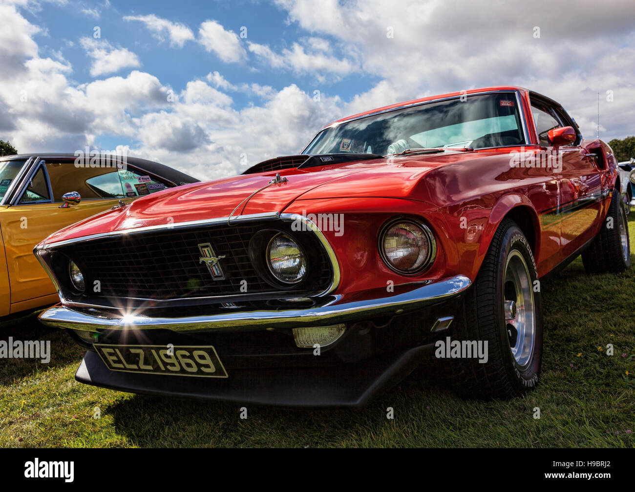Classic red Ford Mustang Mach 1 at car show Stock Photo