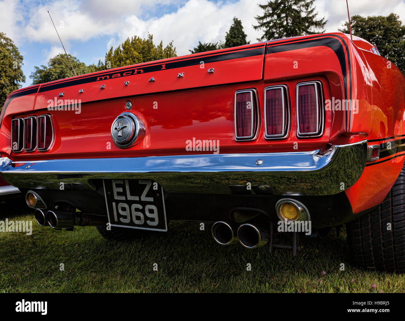 Rear of classic red Ford Mustang Mach 1 Stock Photo