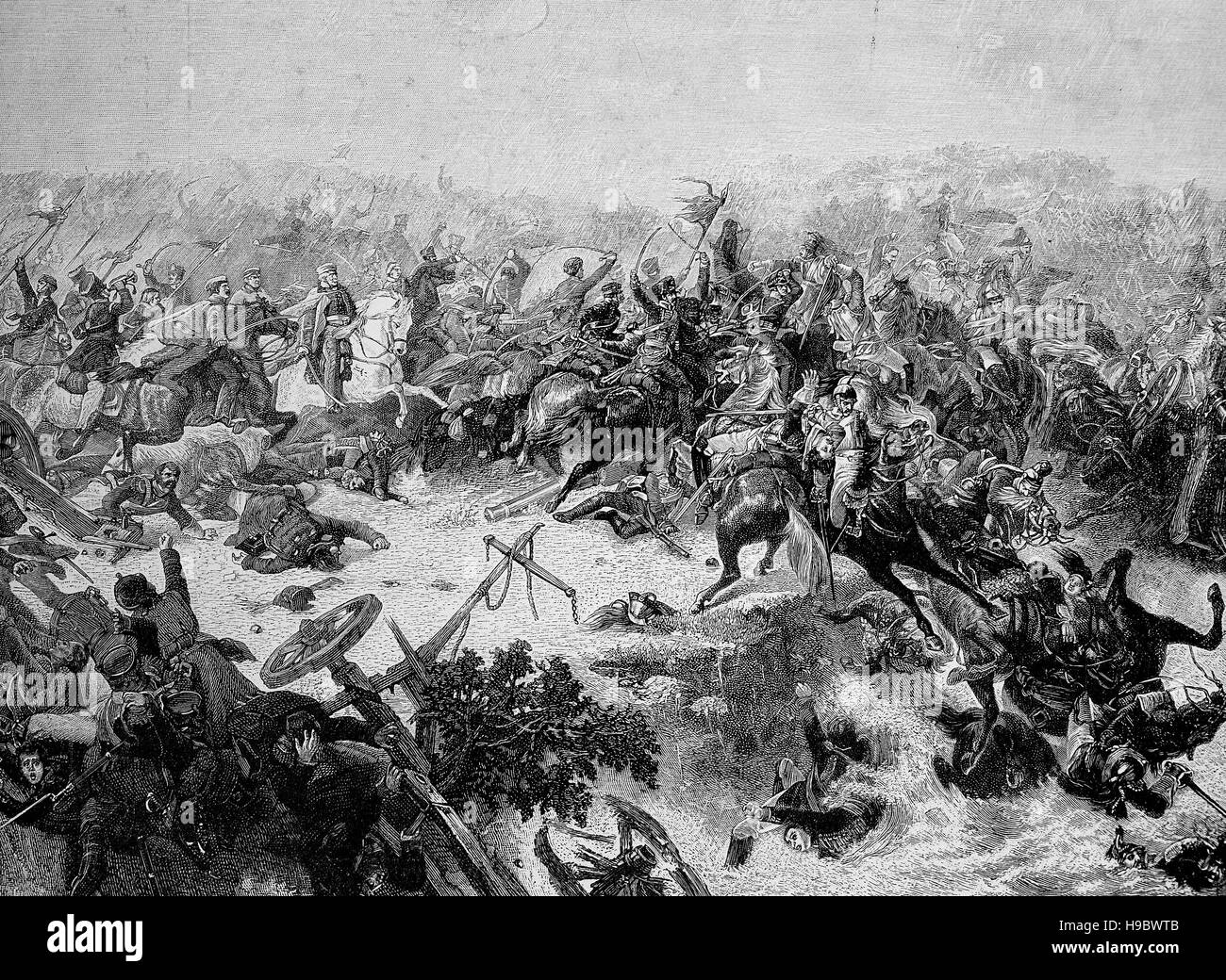 The Battle of the Katzbach on 26 August 1813, was an engagement of the Napoleonic Wars, historical illustration Stock Photo