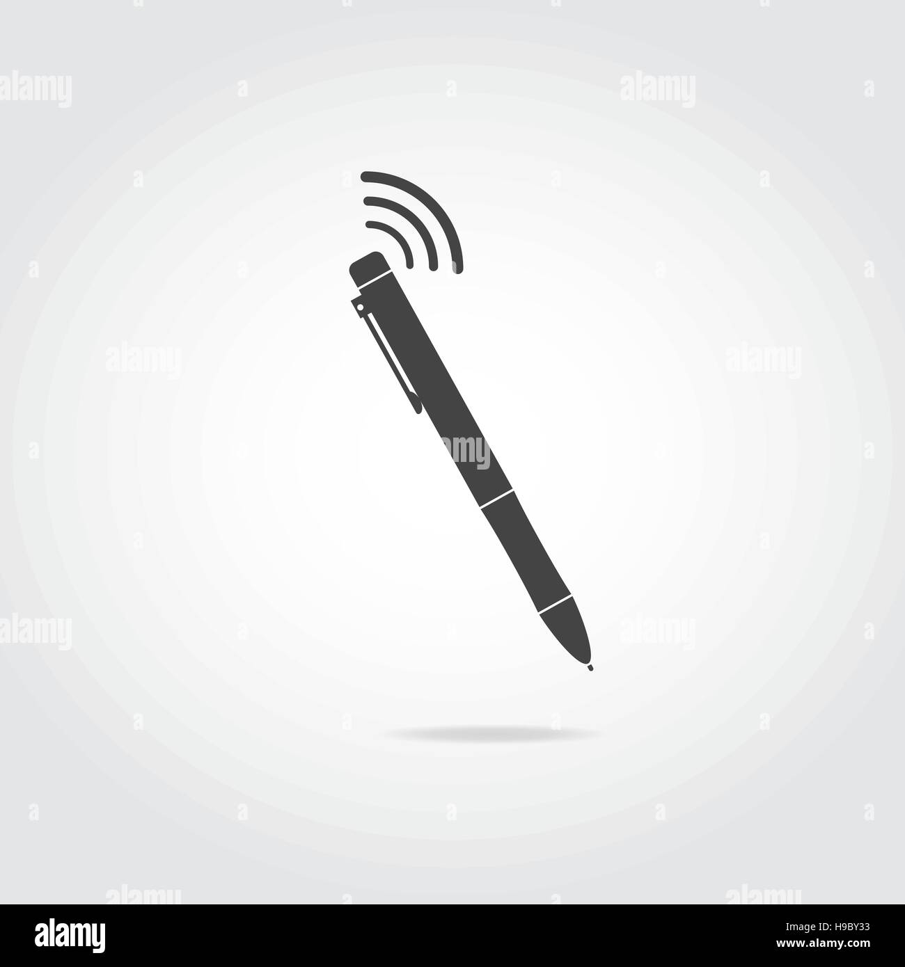 Spy pen with wi-fi. Black mechanical ball pen icon. Stock Vector