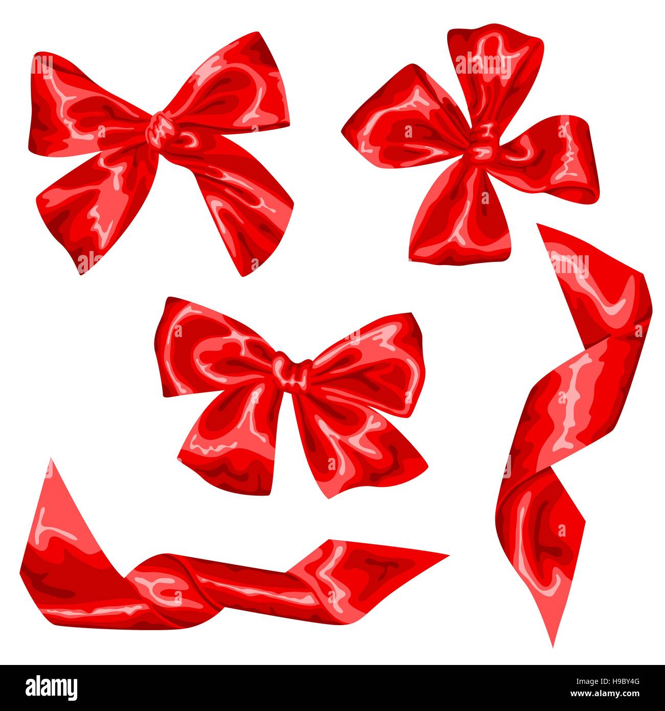 Set of red satin gift bows and ribbons Stock Vector Image & Art - Alamy