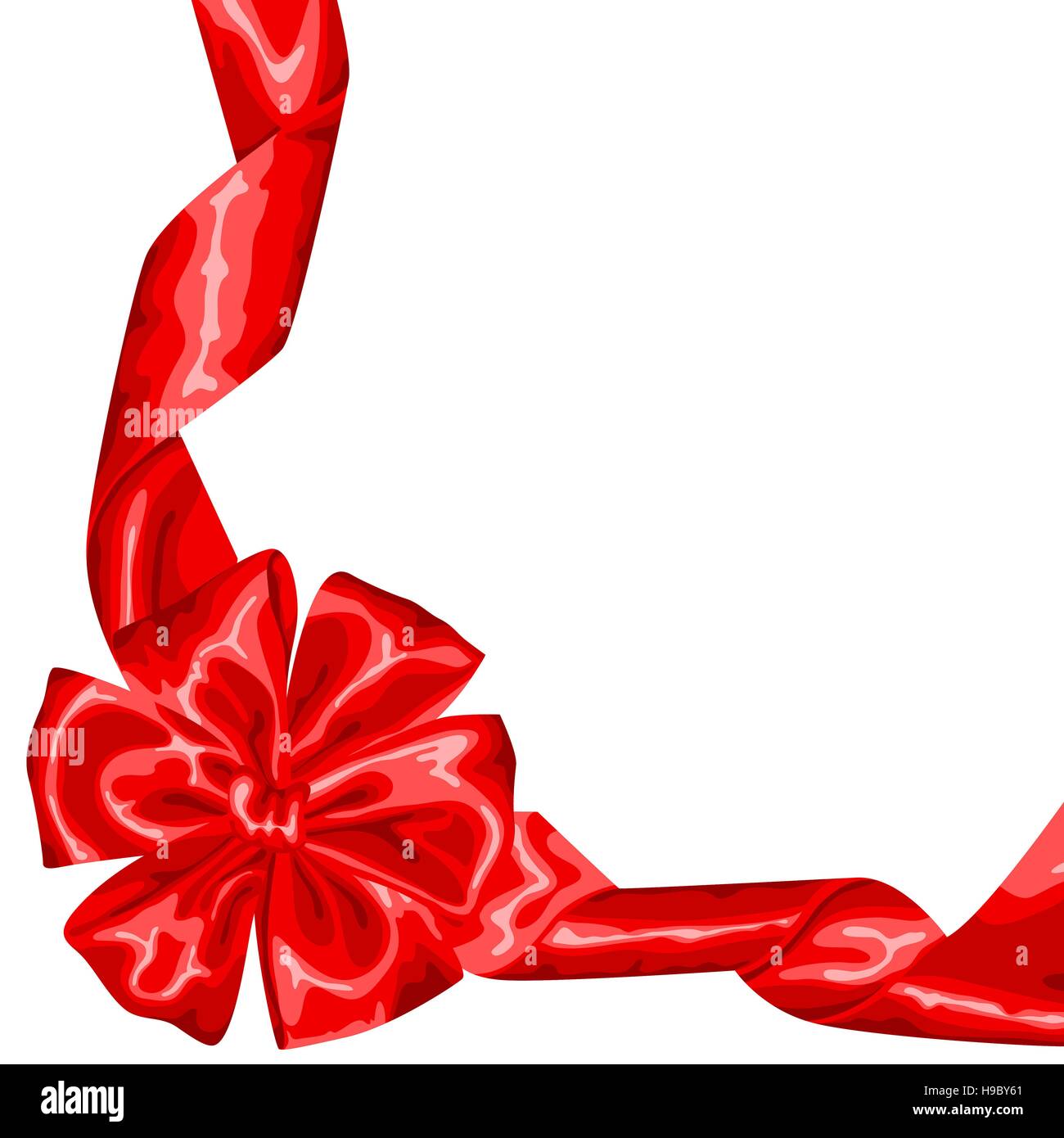 Card with red satin gift bow and ribbon Stock Vector Image & Art - Alamy