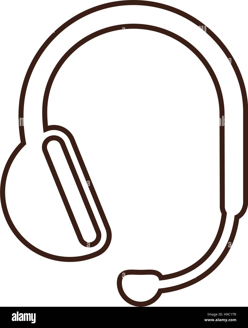 monochrome contour headset with microphone handsfree vector illustration  Stock Vector Image & Art - Alamy