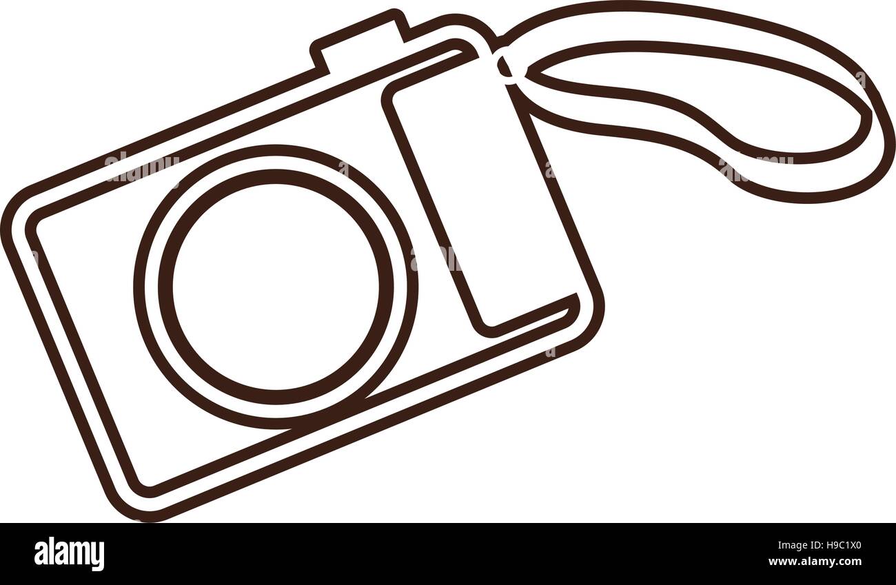 monochrome contour analog camera with belt vector illustration Stock ...