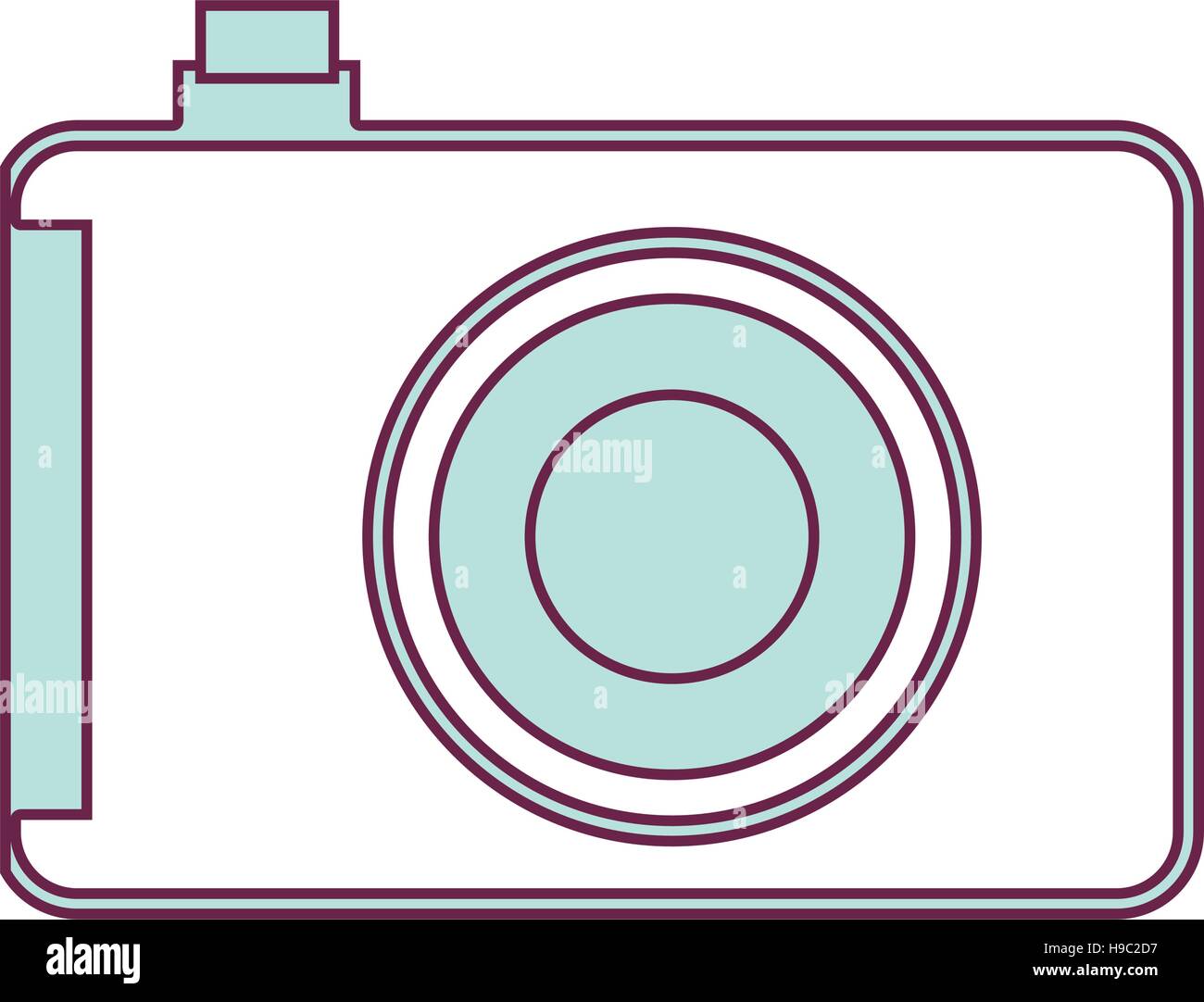 contour analog camera in light blue color vector illustration Stock ...