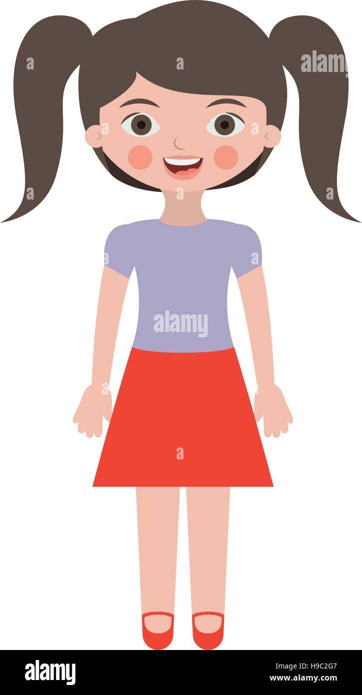 pretty girl with ponytails and skirt vector illustration Stock