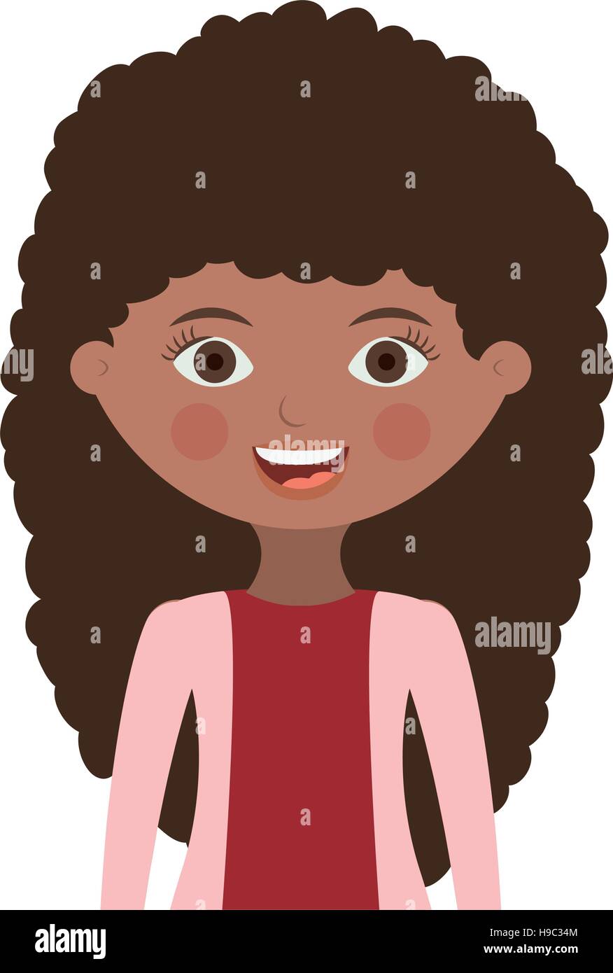 half body wavy hair woman with jacket vector illustration Stock Vector