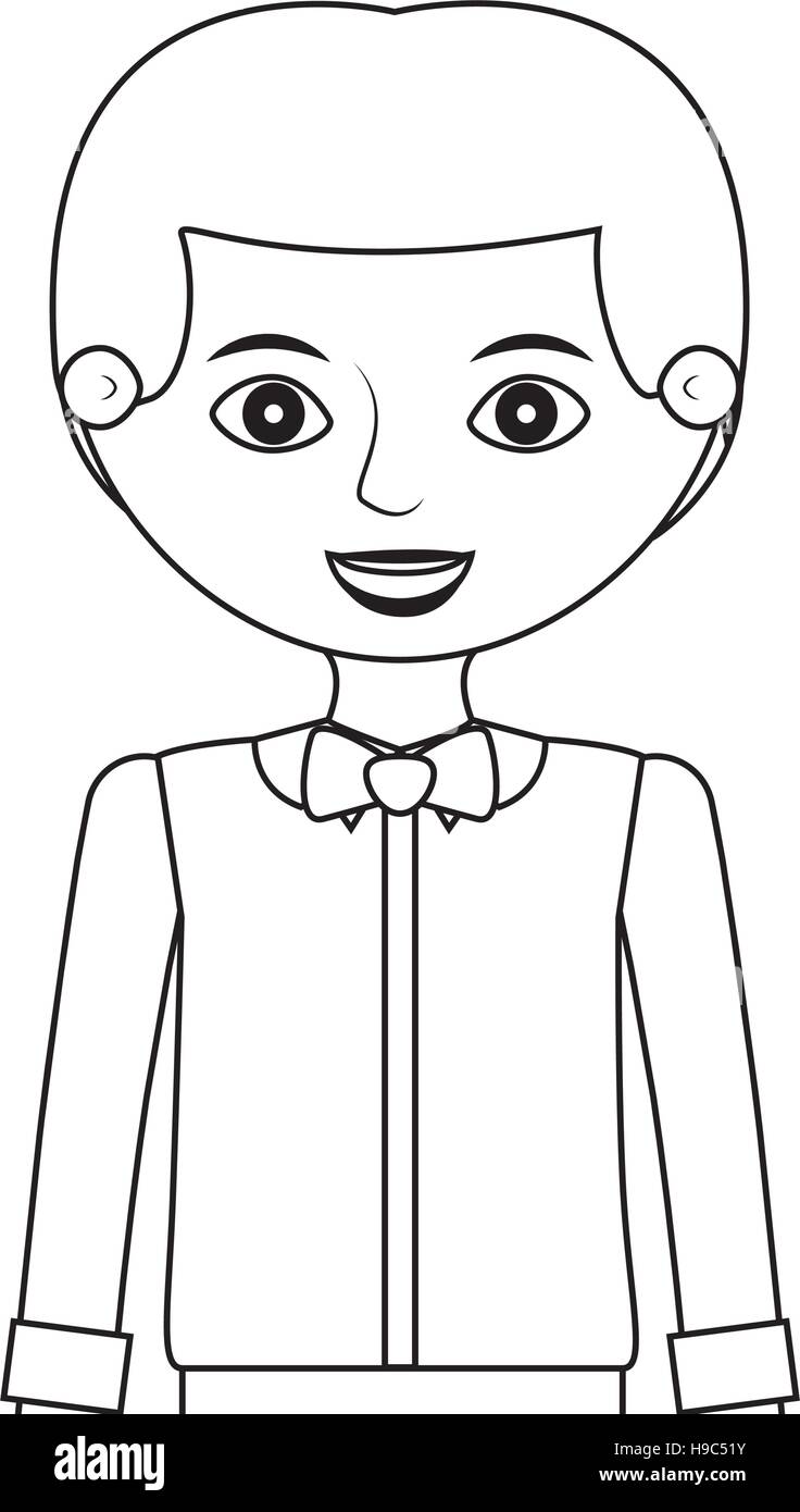half body man silhouette with formal shirt and bowtie vector