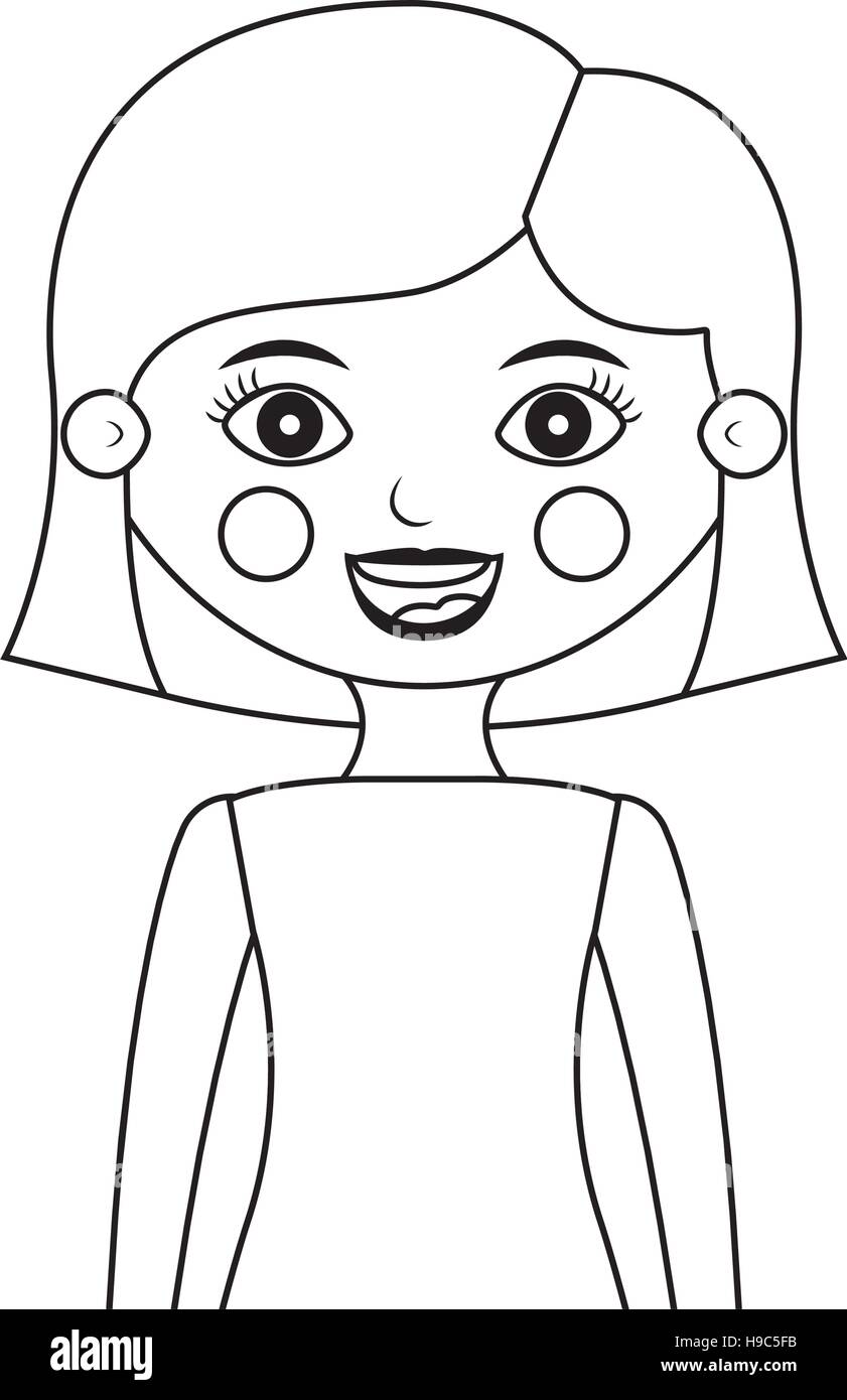 Half Body Teen Silhouette With Hair Short Vector Illustration Stock Vector Image Art Alamy
