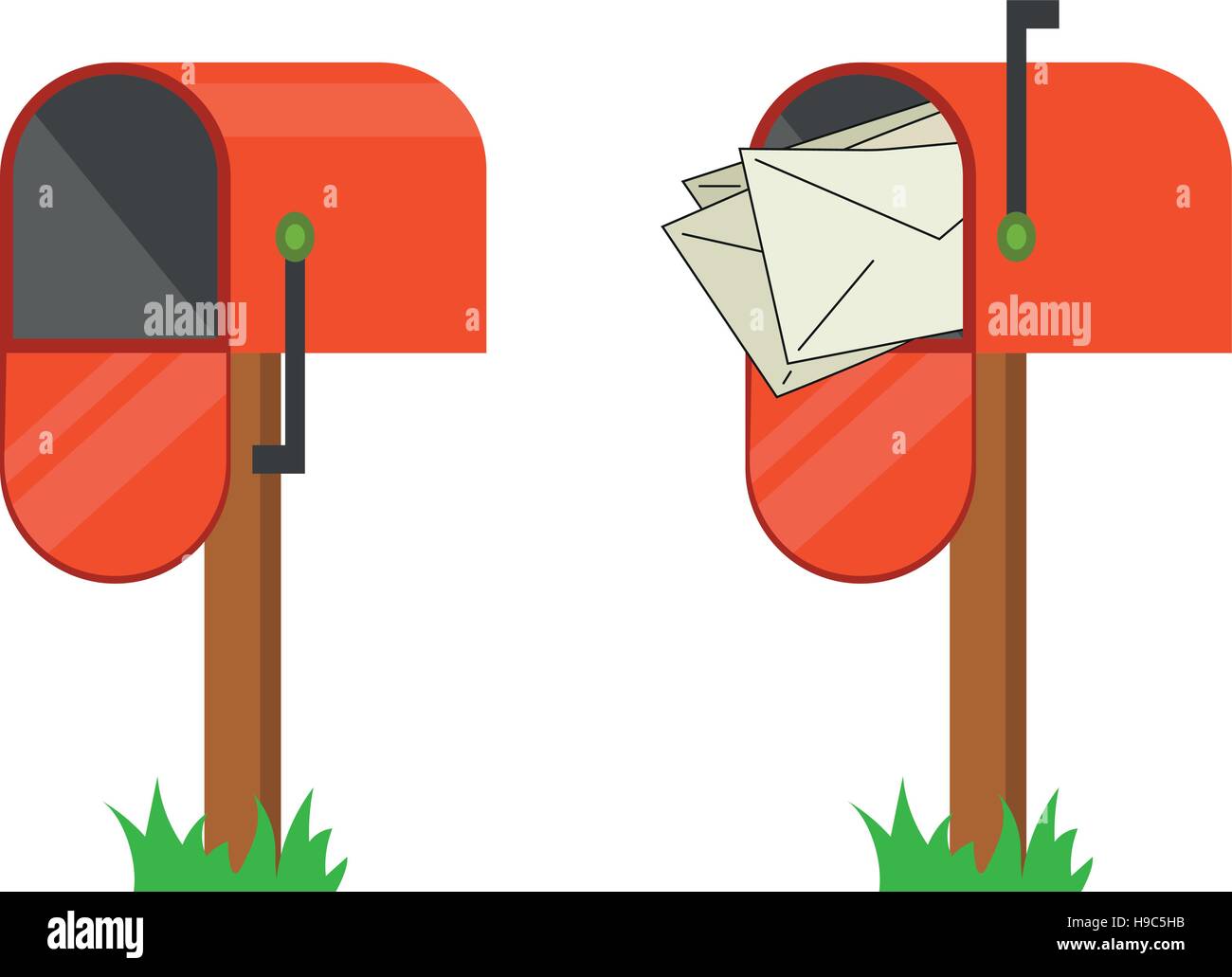 Red mailbox with and without letters Stock Vector Image & Art Alamy
