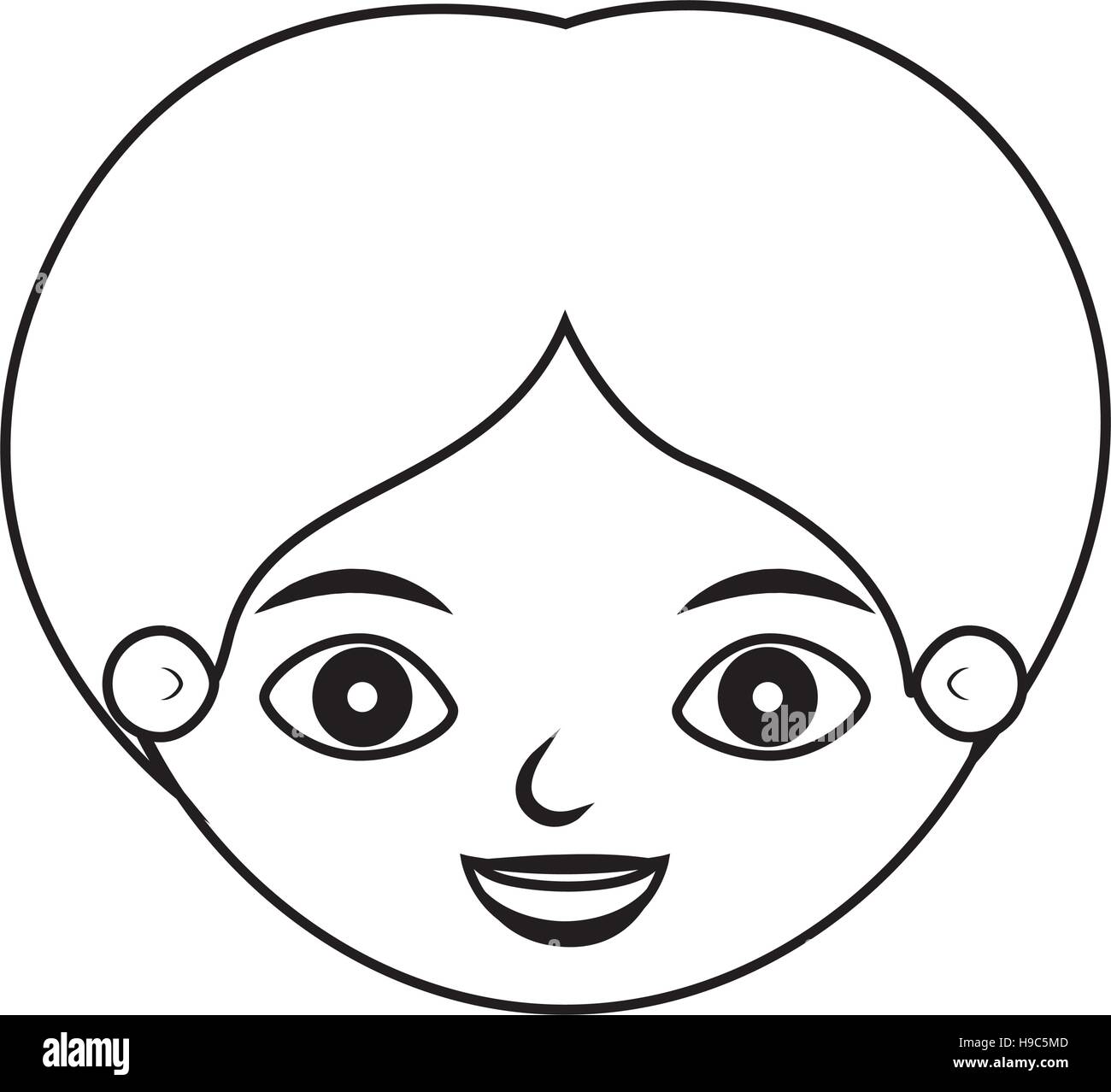 front face kid silhouette smiling vector illustration Stock Vector