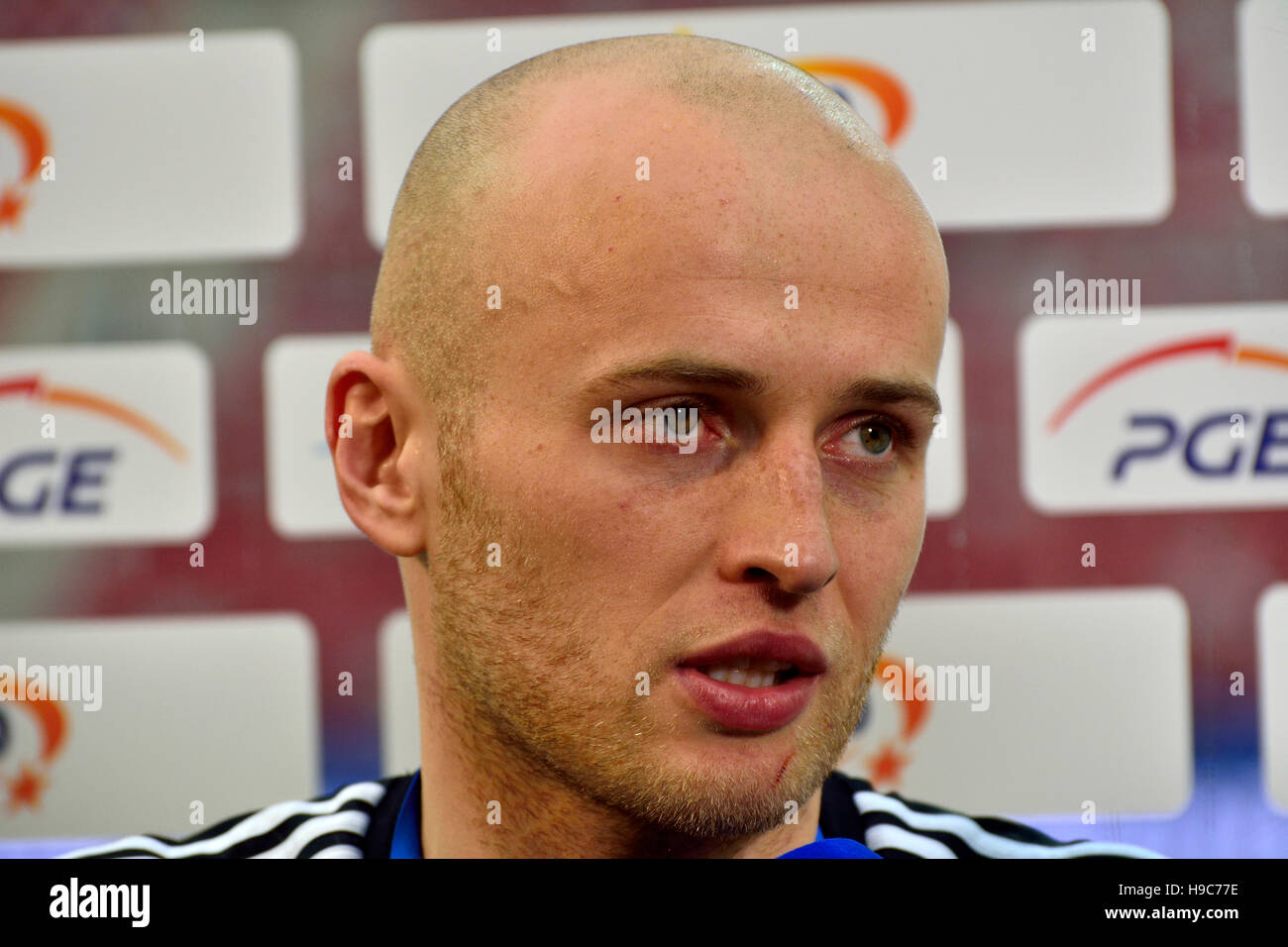 Legia Warsaw defender Michal Pazdan after winning the Polish Cup Final at PGE Narodowy stadium in Warsaw. Stock Photo