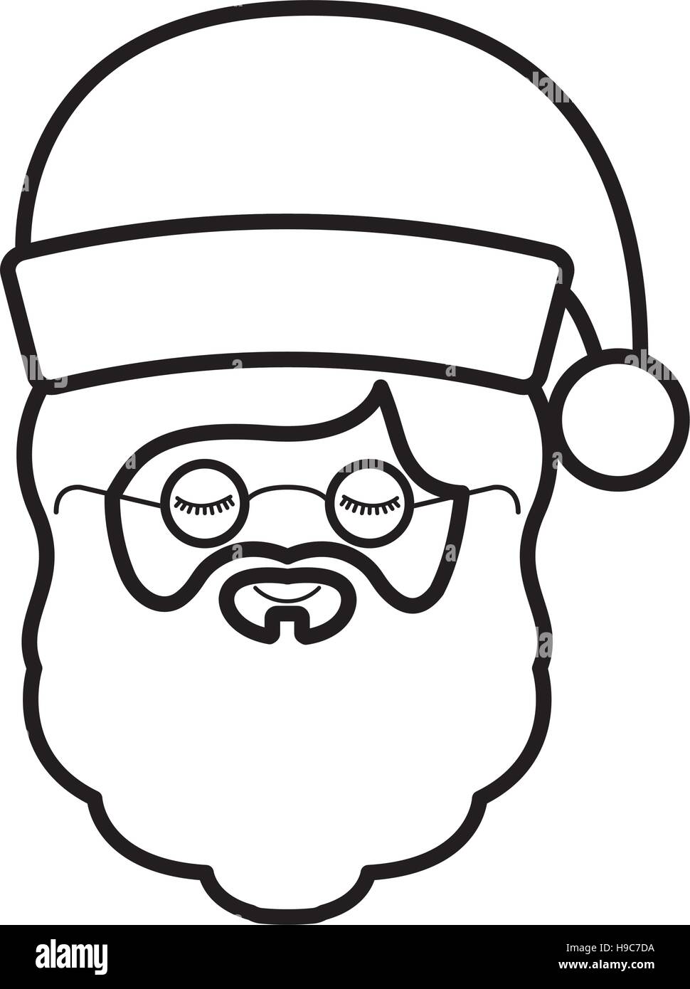 front face silhouette santa claus with christmas hat Stock Vector