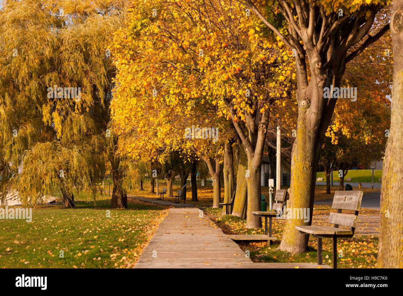 The boardwalk along the waterfront in Goderich Ontario, Canada Stock