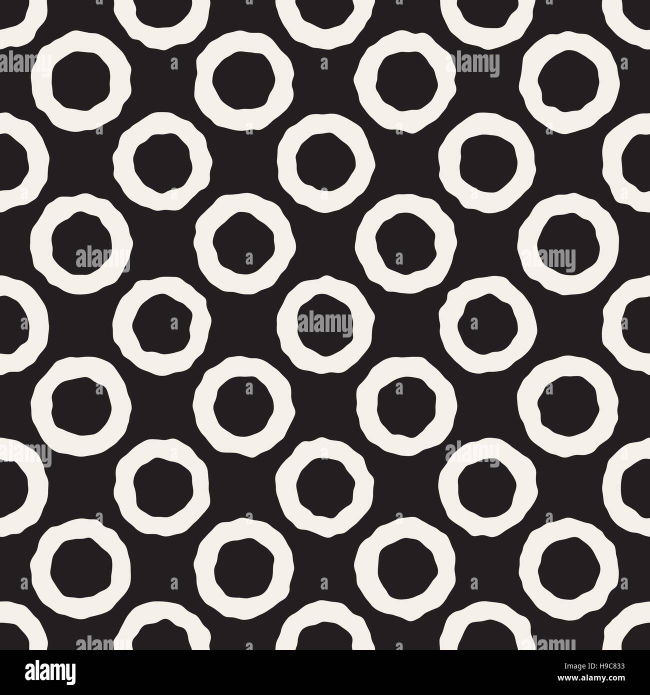 Vector Seamless Black And White Jumble Circles Pattern Stock Vector ...