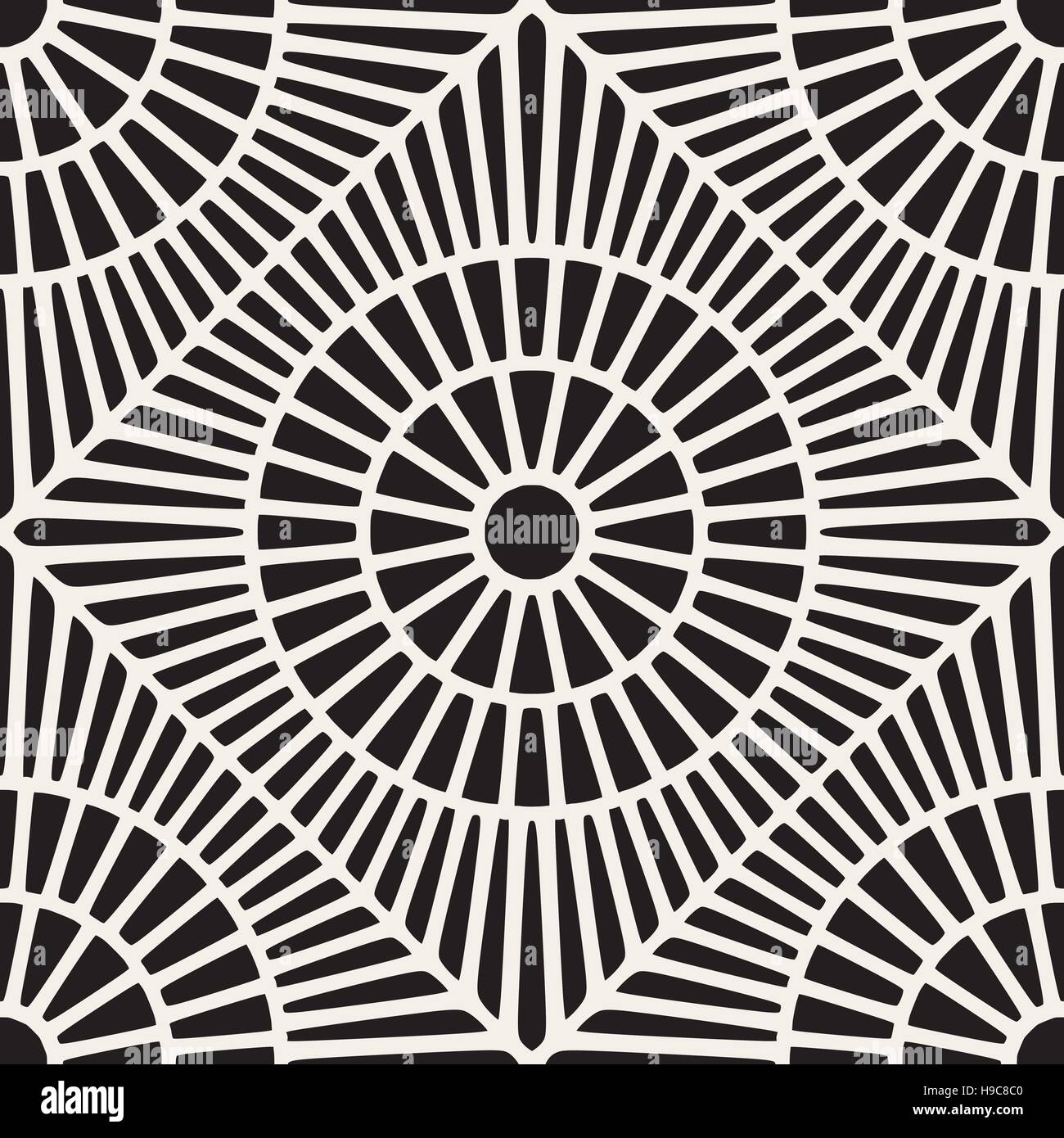 Vector Seamless Black and White Rounded Lace Ornamental Pattern Stock ...