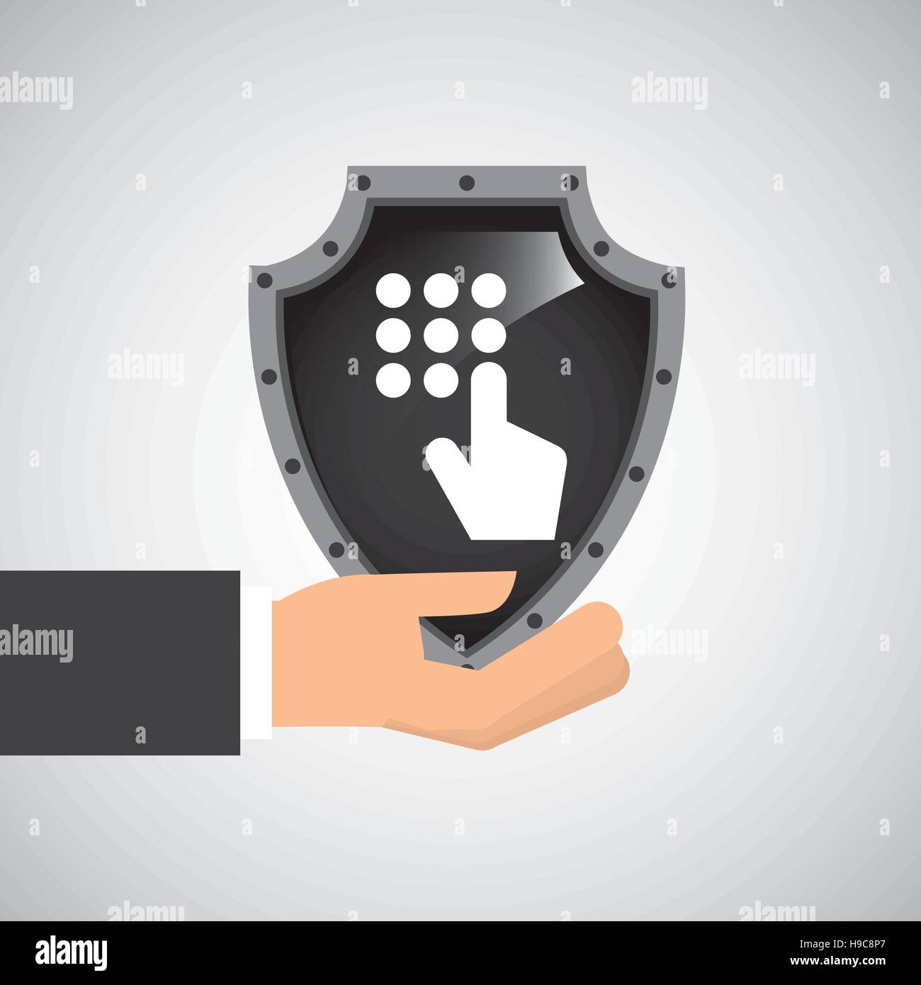 hand holding password security shield data vector illustration eps 10 ...