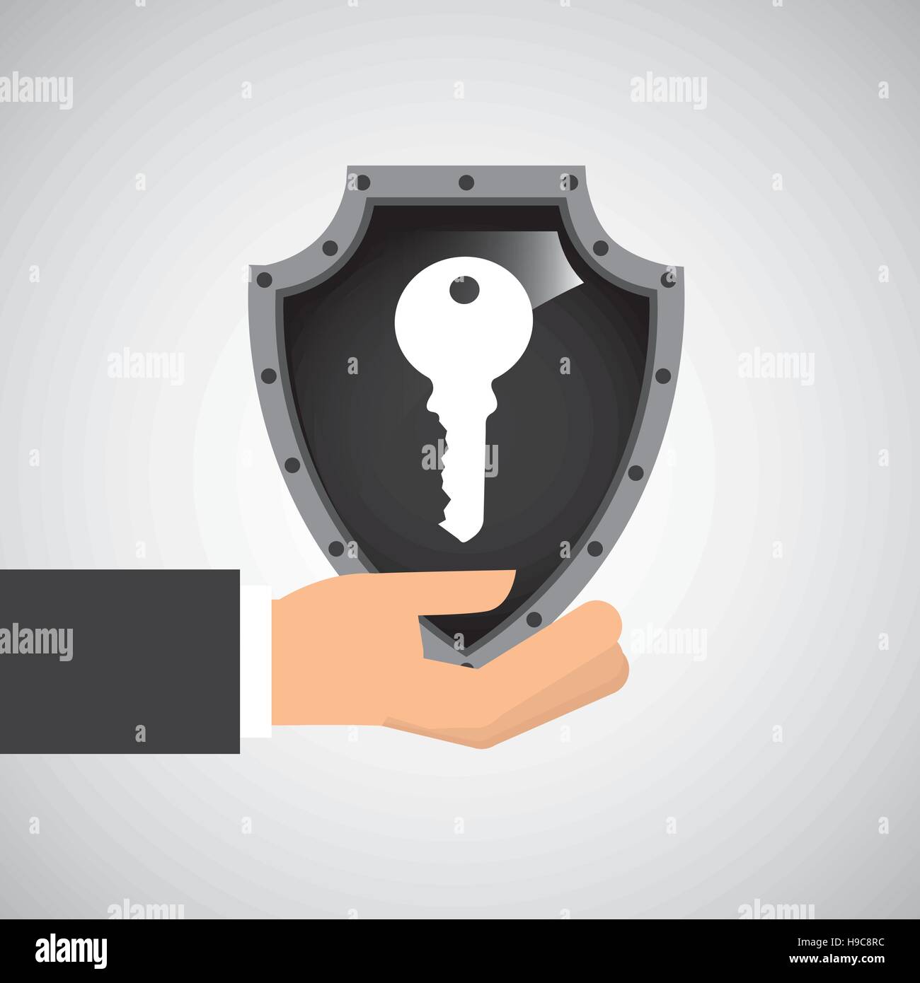 hand holding key security shield data vector illustration eps 10 Stock ...