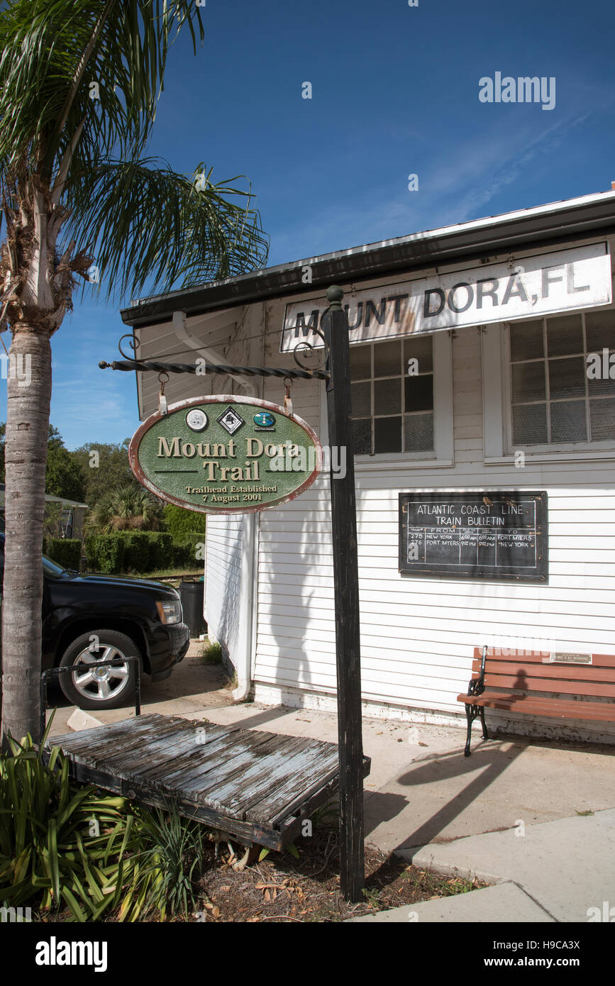 Mount Dora Florida USA The old railroad station with train arrivals