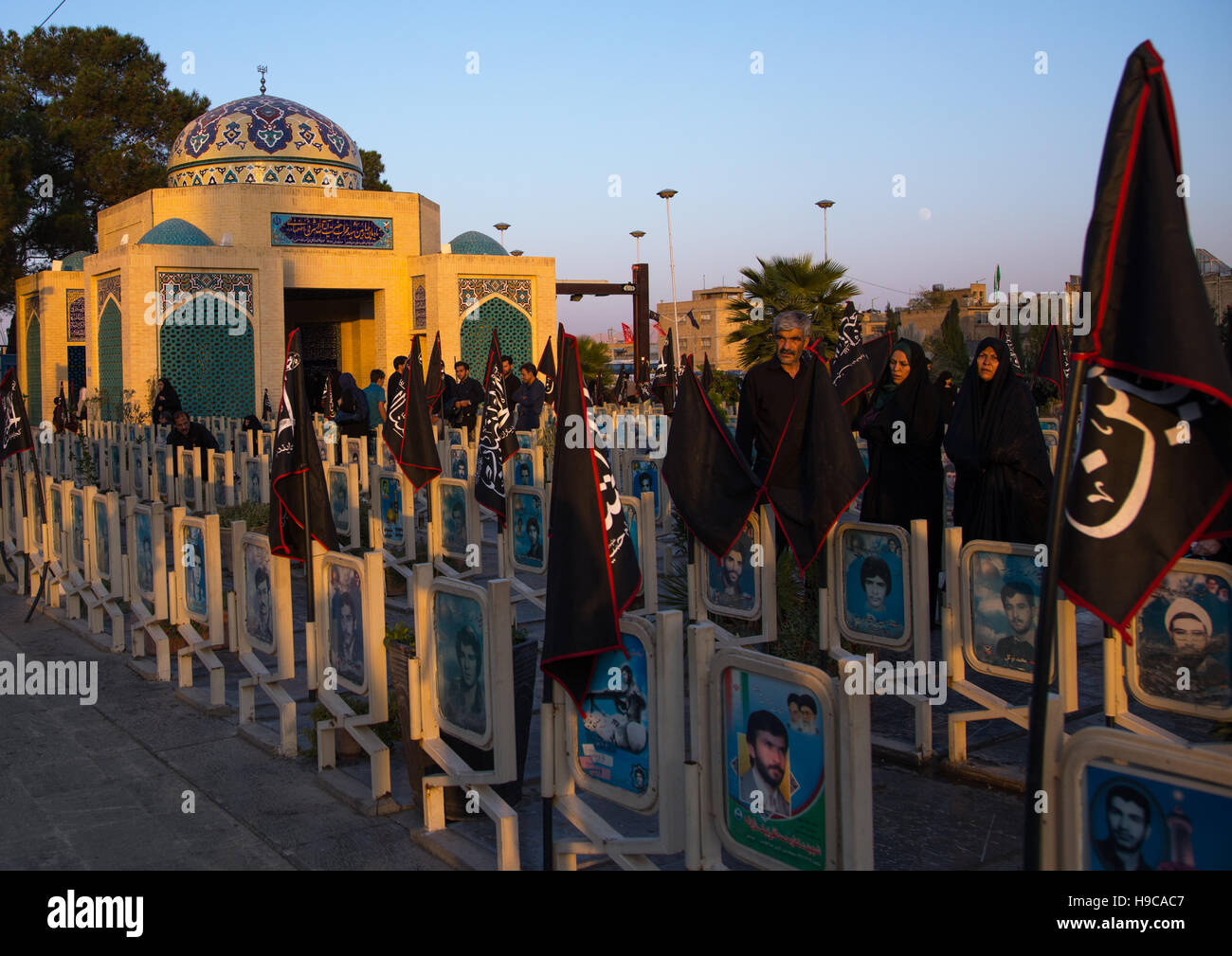Black flags to commemorate muharram in the rose garden of martyrs