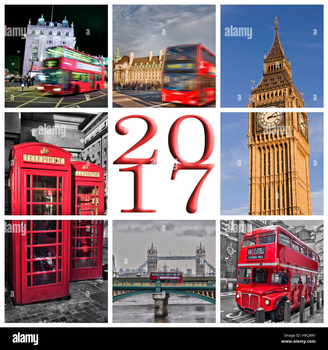 2017 London photos collage greeting card Stock Photo