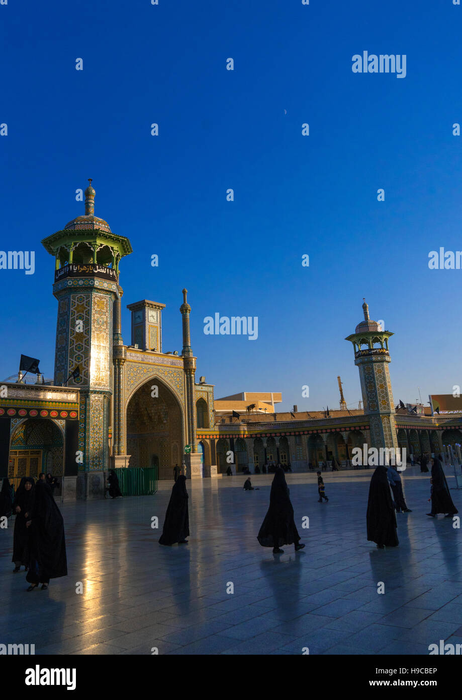 Pilgrims in fatima al-masumeh shrine, Central county, Qom, Iran Stock Photo