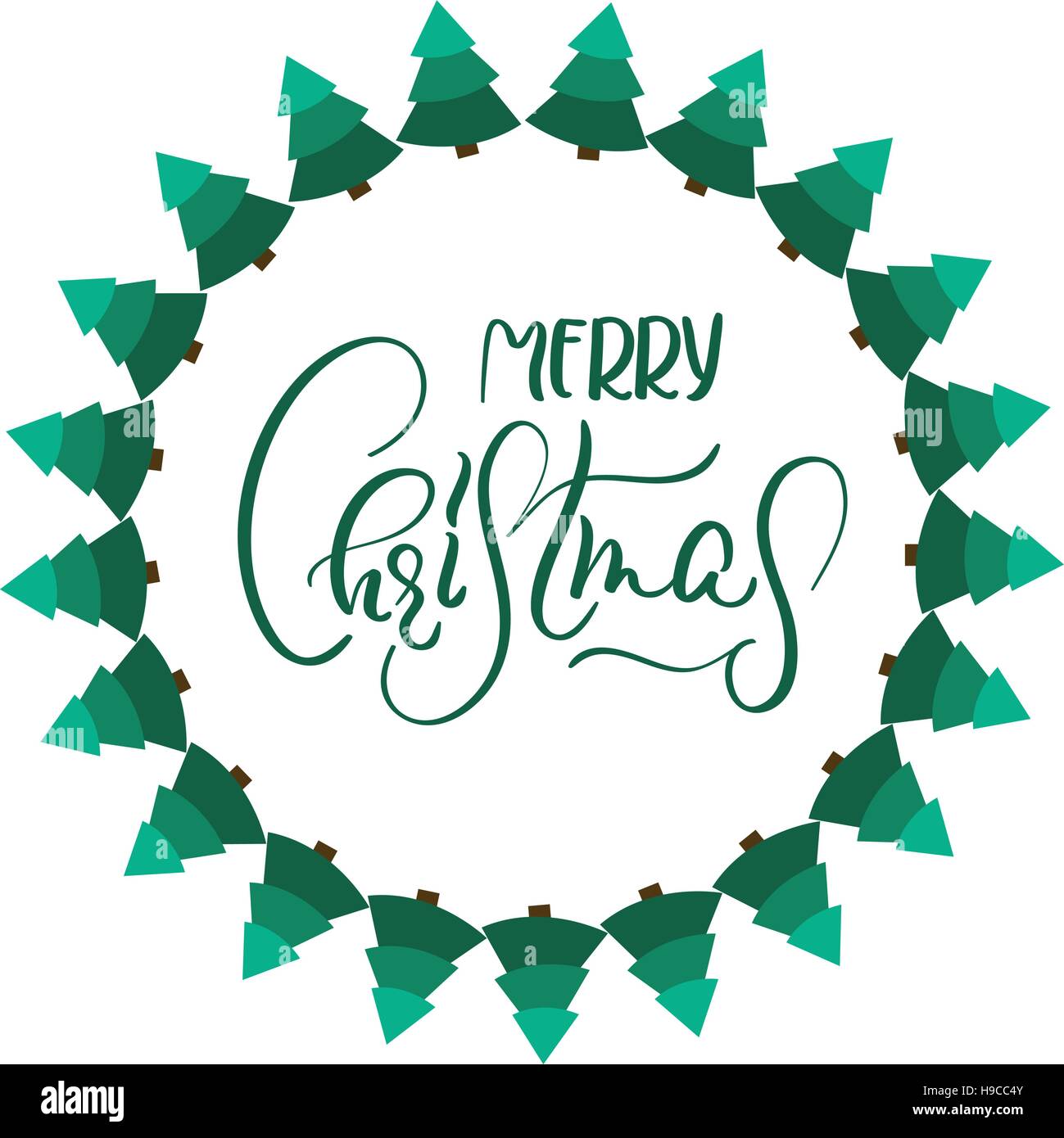 frame from fir trees and Merry Christmas. Vector illustration Stock ...