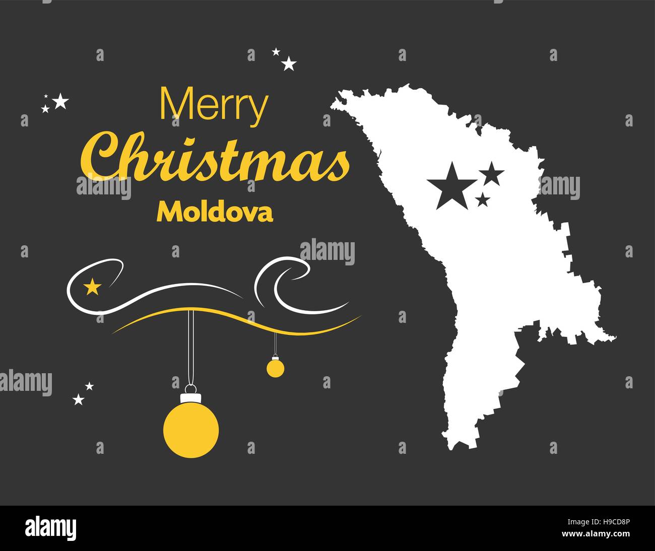 Merry Christmas illustration theme with map of Moldova Stock Vector