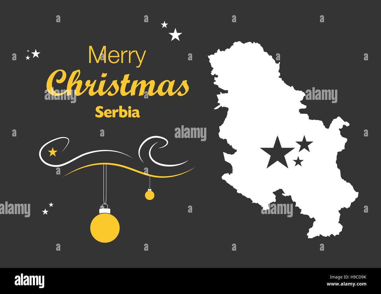 Merry Christmas illustration theme with map of Serbia Stock Vector