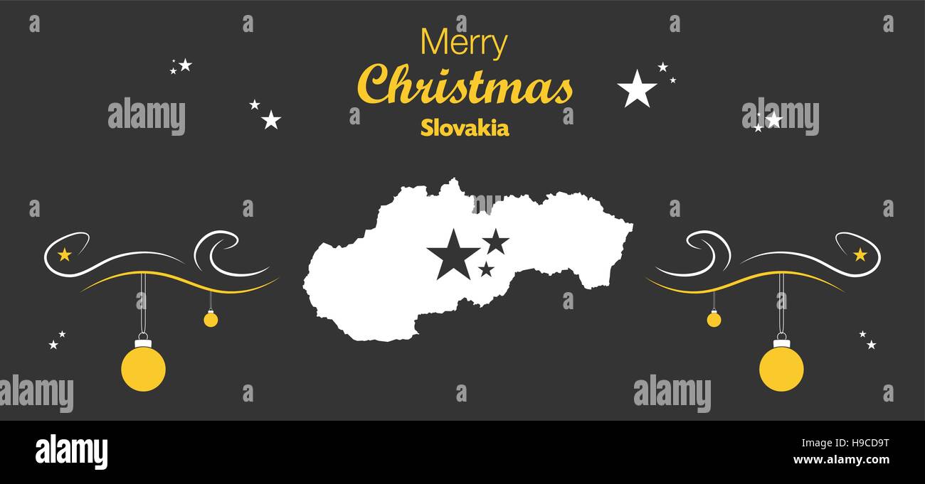 Merry Christmas illustration theme with map of Slovakia Stock Vector
