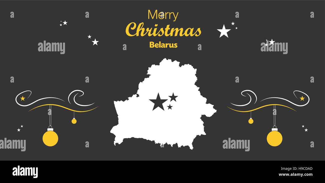 Merry Christmas illustration theme with map of Belarus Stock Vector