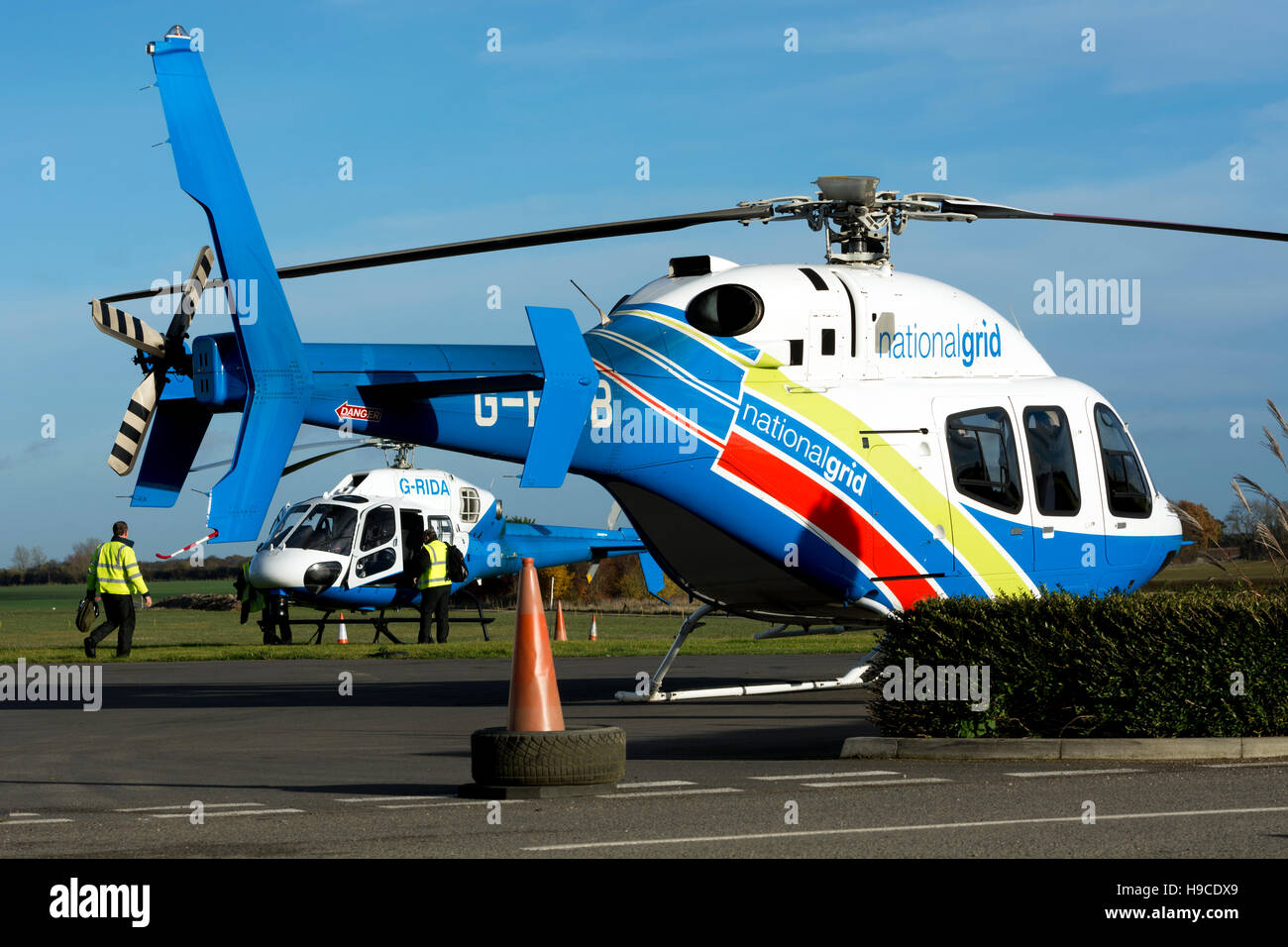 National Grid helicopters at Turweston Aerodrome, Buckinghamshire, UK Stock Photo