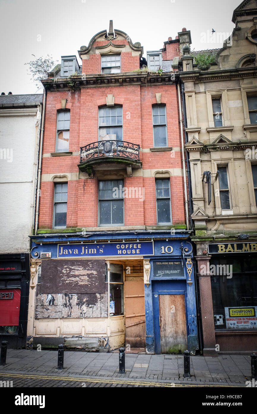 Closed shops and bars in the Cloth Hall area of Newcastle upon Tyne