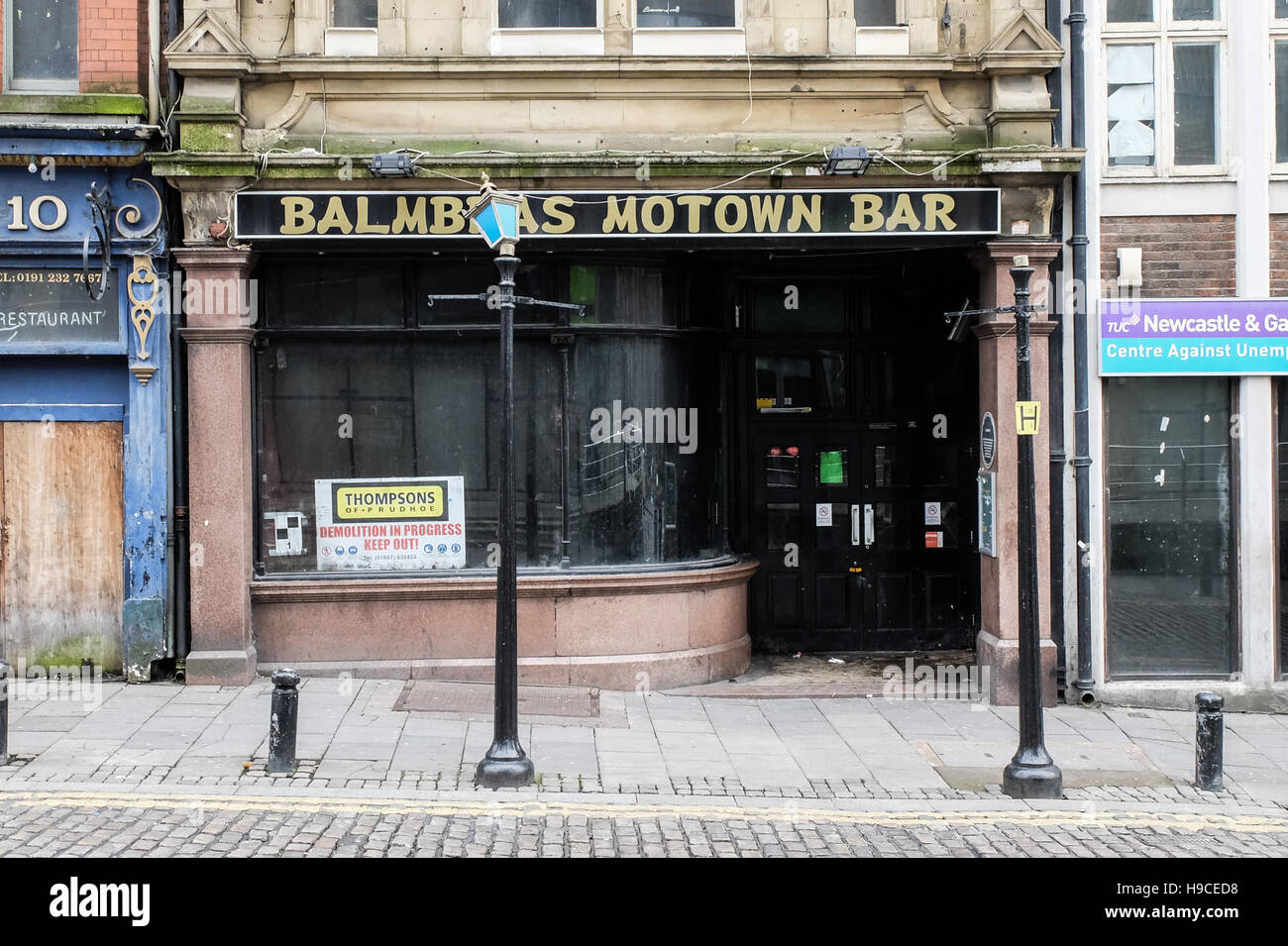 Closed shops and bars in the Cloth Hall area of Newcastle upon Tyne