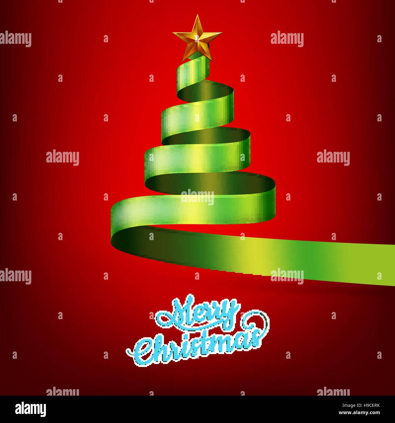 Christmas tree from green ribbon and star. EPS 10 vector file included ...