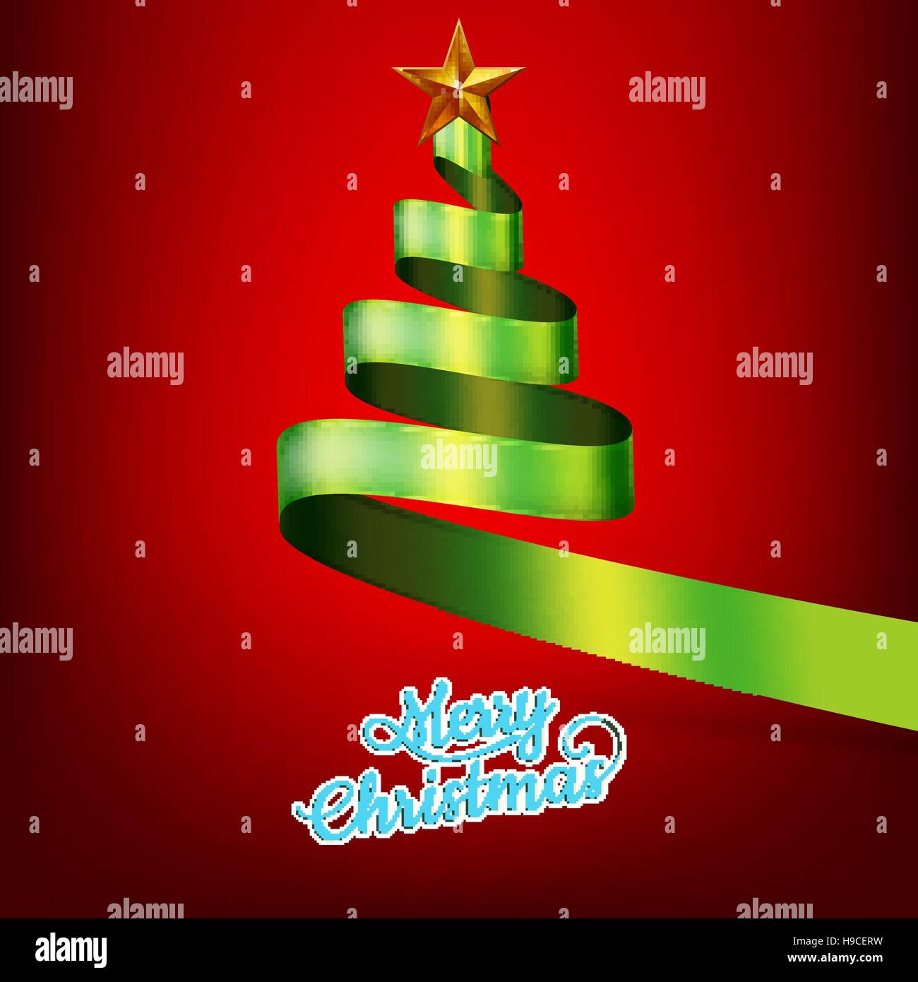 Christmas tree from green ribbon and star. EPS 10 vector file included ...