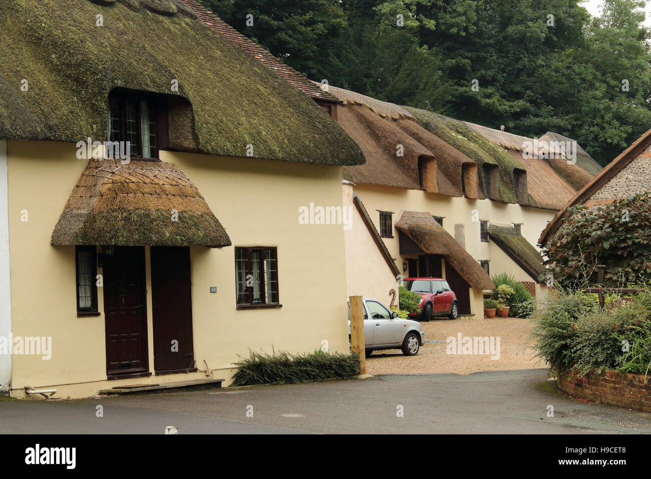 Newer houses in keeping with old village,Milton Abbas,Dorset,UK Stock