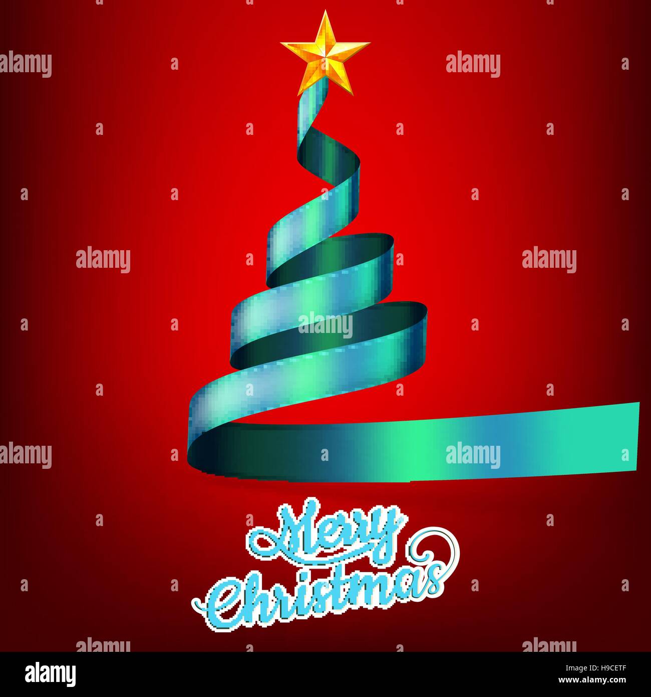 Christmas tree from blue ribbon and star. EPS 10 vector file included ...