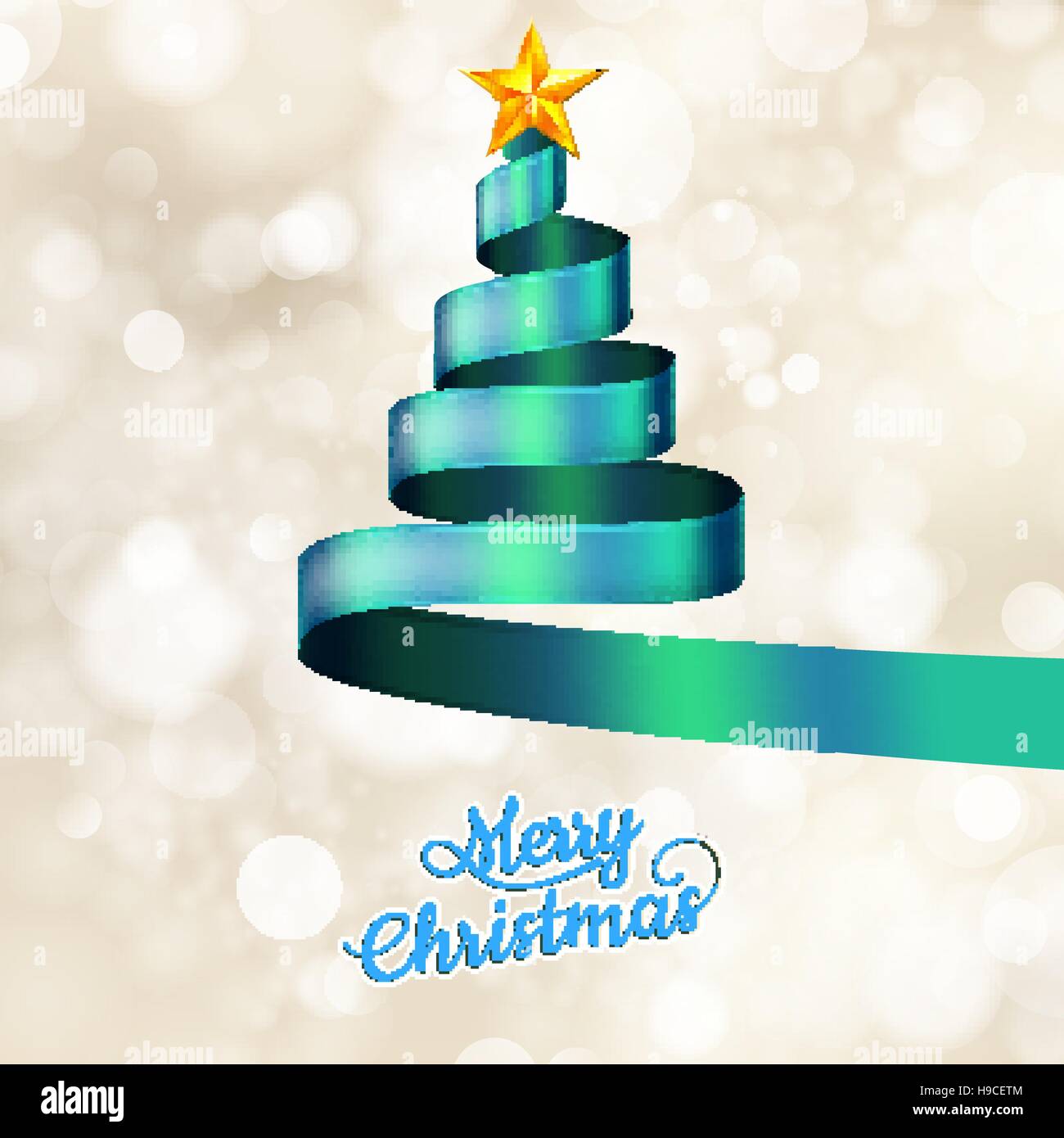 Christmas tree from blue ribbon and star. EPS 10 vector file included ...