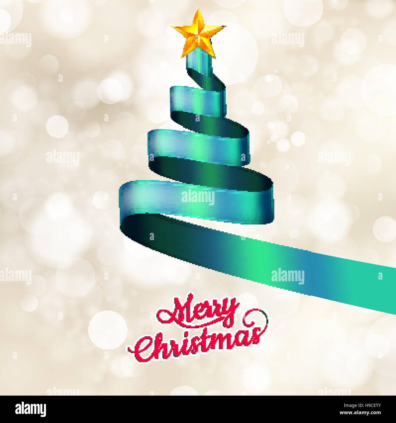 Christmas tree from blue ribbon and star. EPS 10 vector file included ...