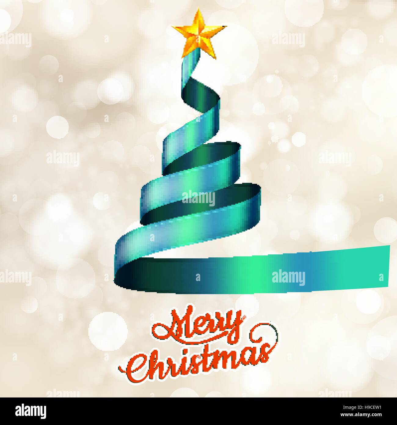 Christmas tree from blue ribbon and star. EPS 10 vector file included ...