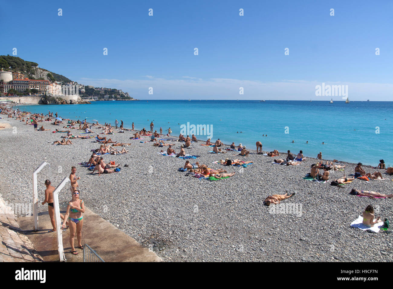 Plage de Ponchettes at Nice Stock Photo