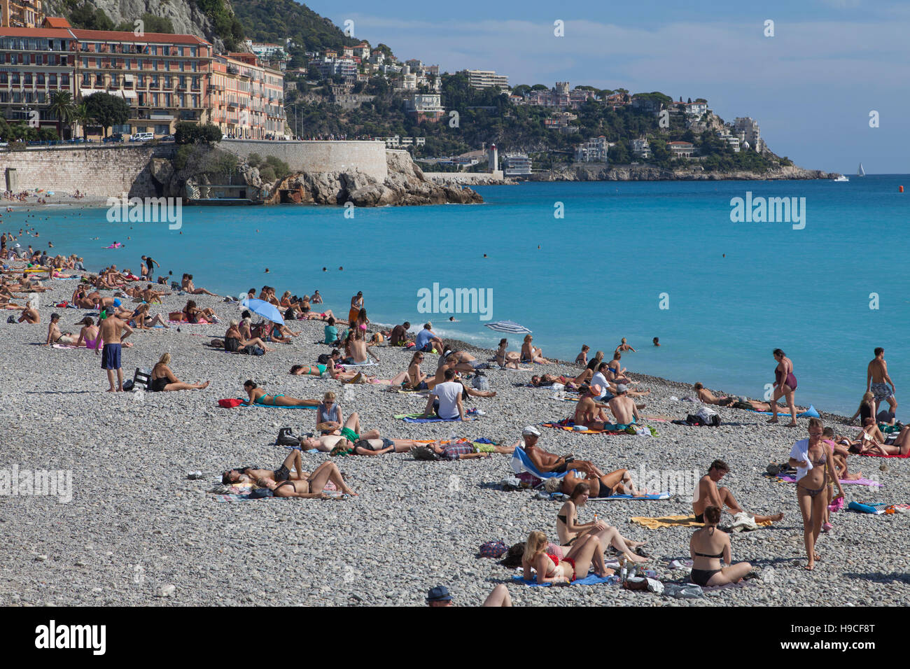 Plage des Ponchettes at Nice Stock Photo