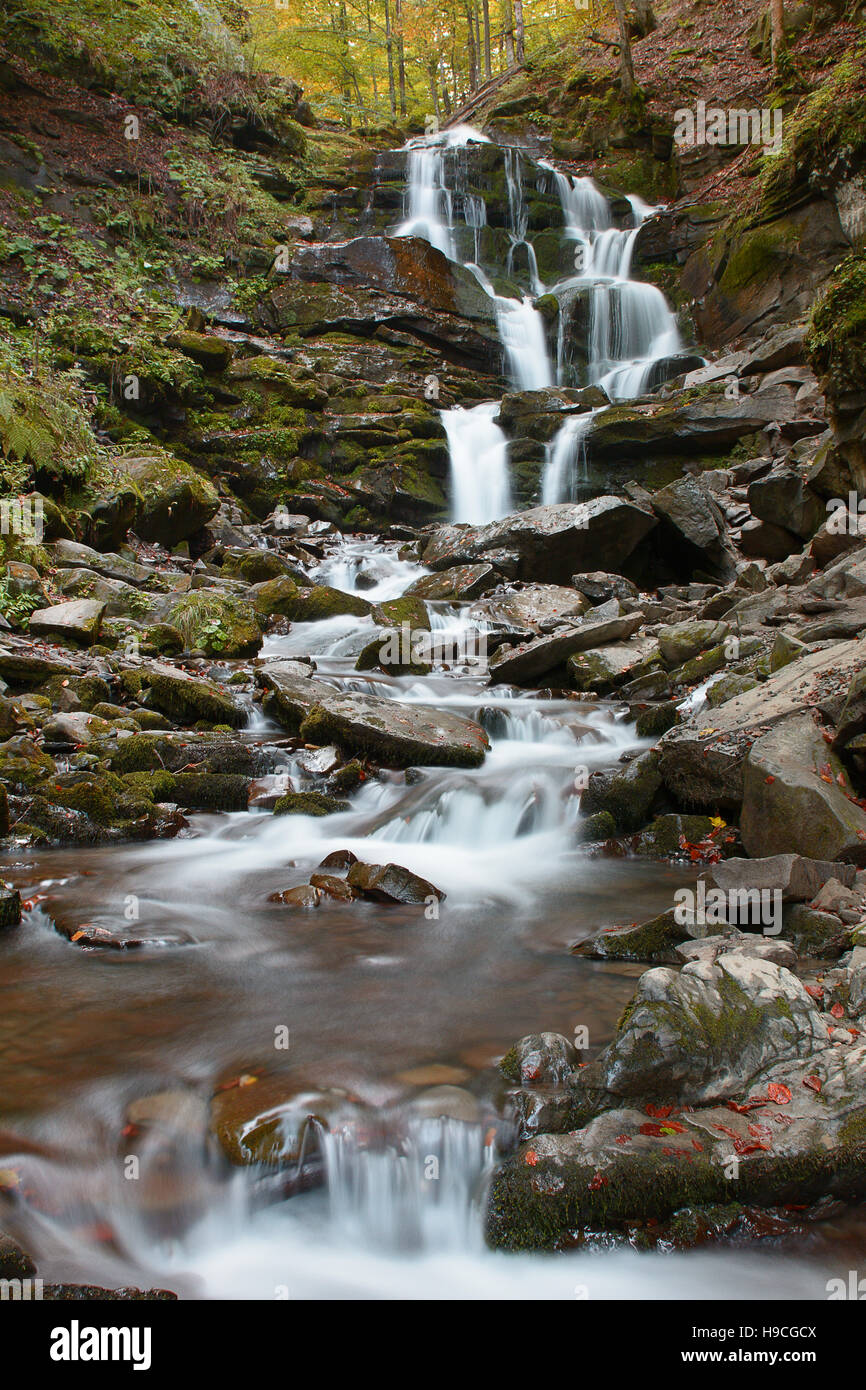 Mountain waterfall in the autumn forest Stock Photo - Alamy