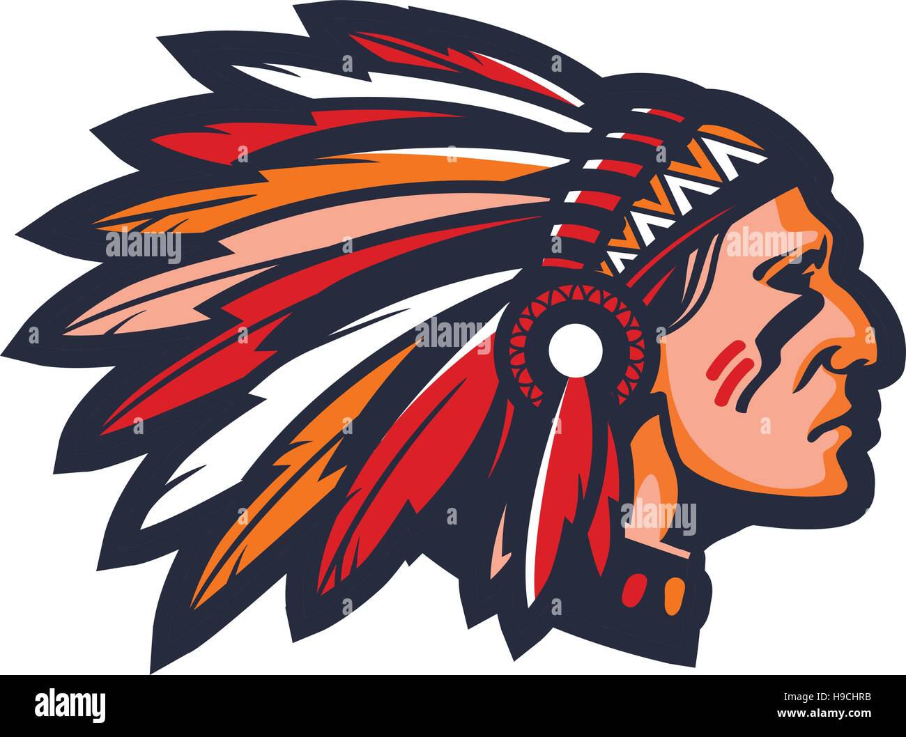 Indian chief. Logo or icon. Vector mascot Stock Vector