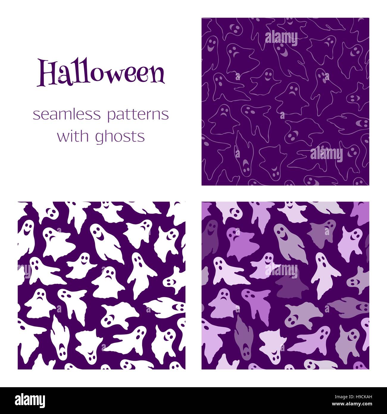 Set of vector seamless patterns with funny ghosts. Perfect backgrounds ...